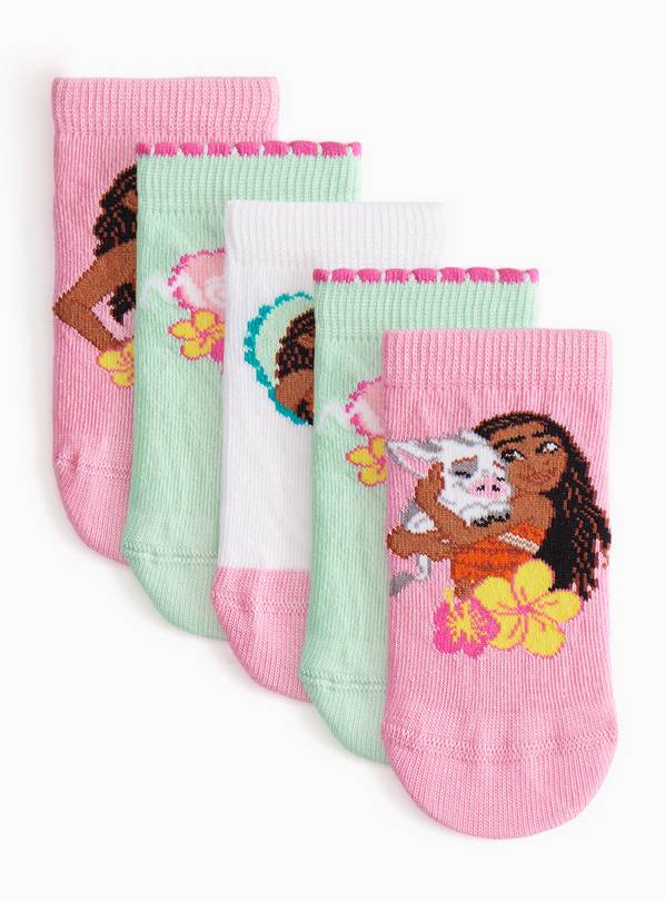 Disney Moana Print Trainer Socks 5 Pack 6-8.5 Infant